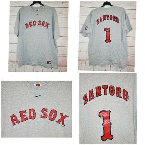 Red Sox Santoro #1 Nike Team Genuine Merchandise Gray T Shirt B On Sleeve XL